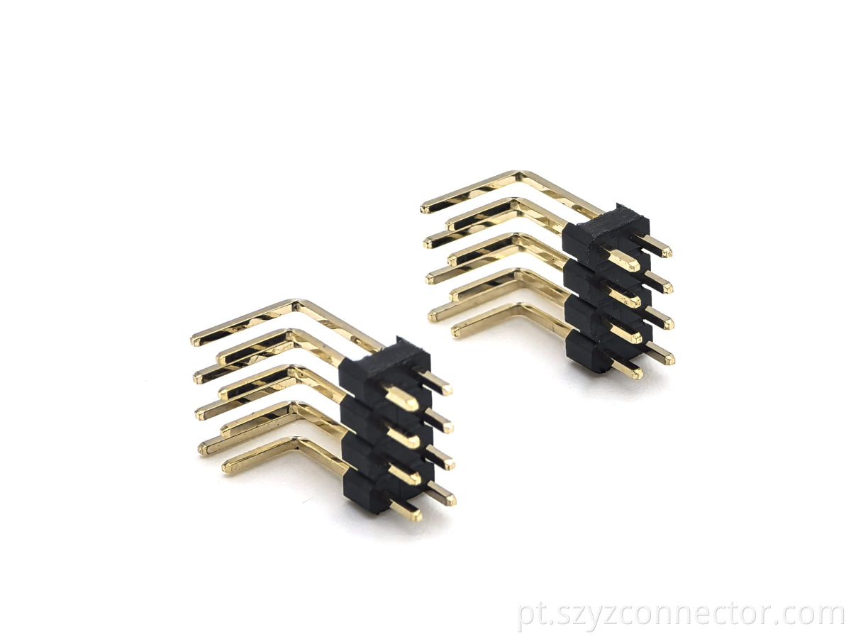 2.54mm Pitch Pin header Connector Dual Row Right Angle SQ0.64mm H2.5mm 2*4P